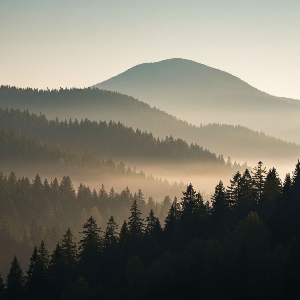 Friedliche Naturlandschaft mit Bergen und Wald